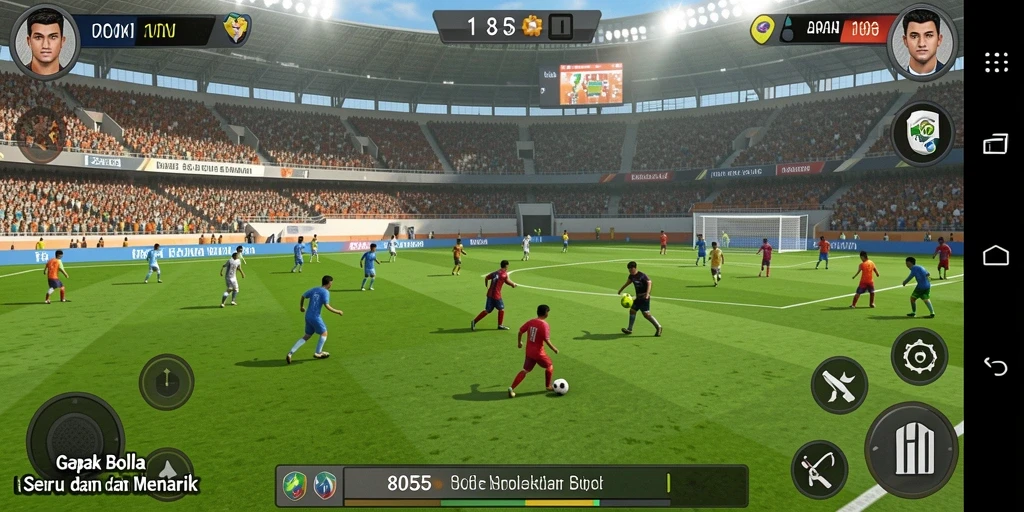 Tampilan gameplay mendebarkan dari 8055 dalam aksi sepak bola.