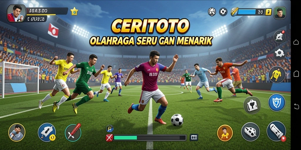 Screenshot CERITOTO menampilkan pengalaman bermain olahraga yang mendebarkan.