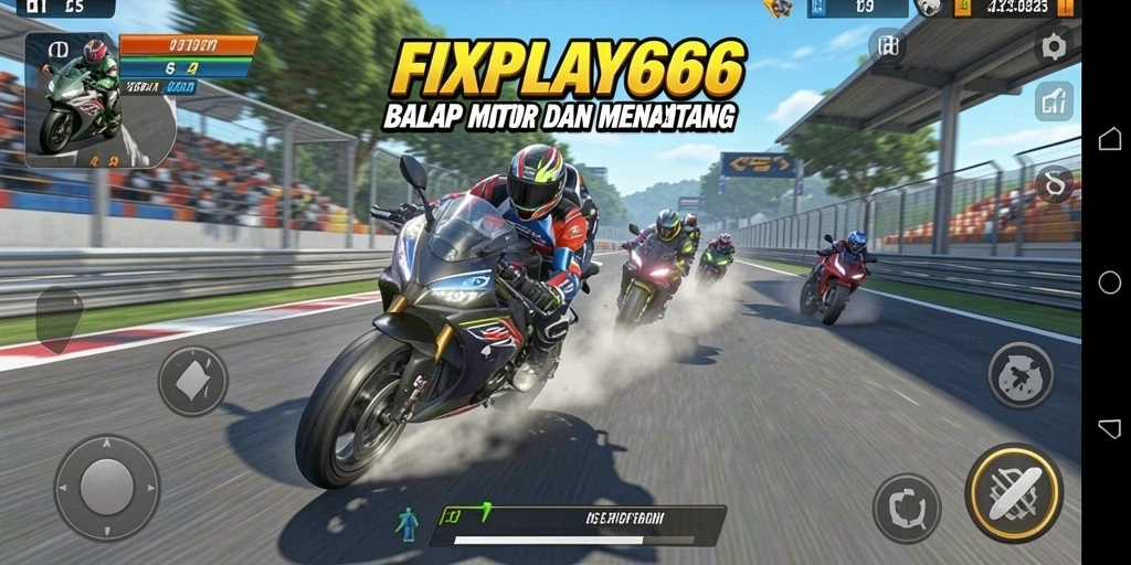 Tampilan aksi balap motor seru dalam FIXPLAY666.