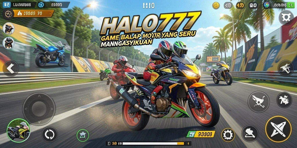 Tampilan seru gameplay balap motor di HALO777.