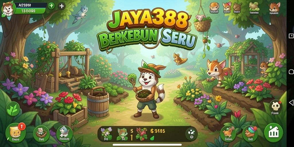 Screenshot gameplay JAYA388 yang menampilkan kebun yang indah.