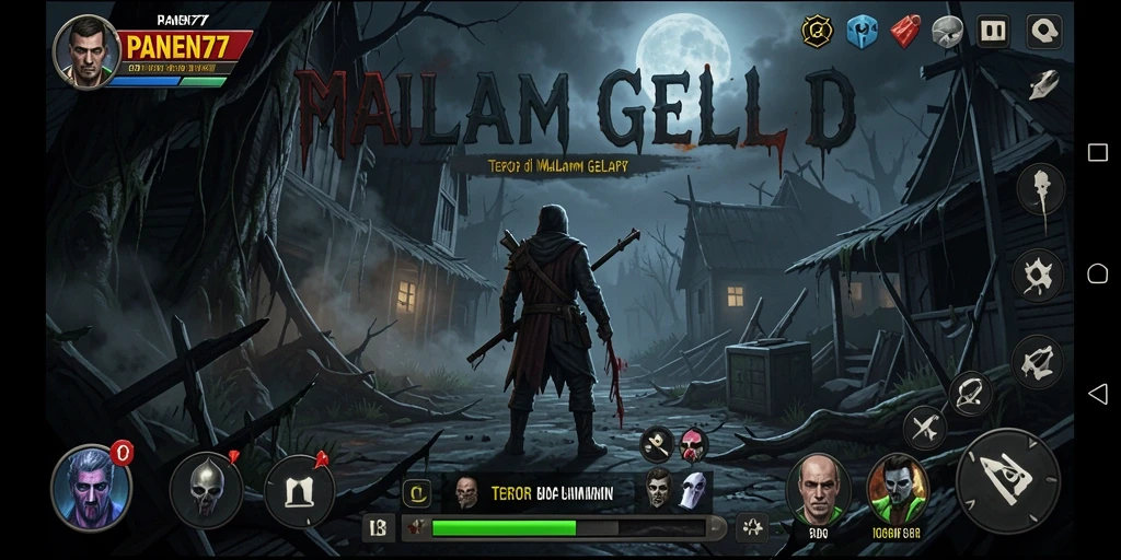 Tangkapan layar menampilkan suasana mencekam dalam game PANEN77.