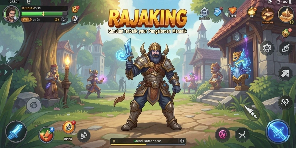 Screenshot gameplay RAJAKING yang menampilkan dunia simulasi yang dinamis.